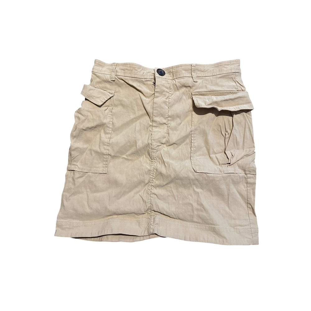 Maeve Anthropologie Khaki Tan Cargo Mini Skirt Linen Blend Size Medium OB1682996